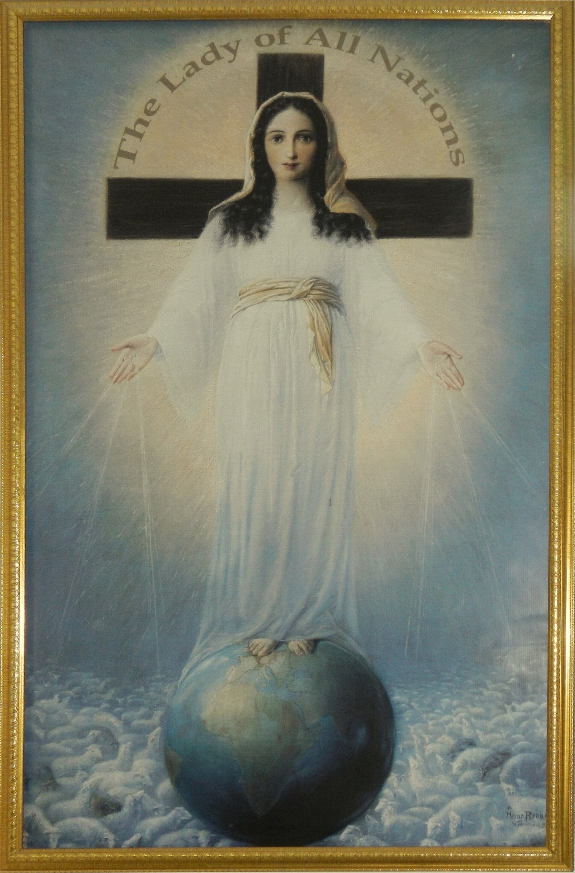 Hình ảnh "Đức Mẹ Mọi Dân Tộc" (The Lady of All Nations) gắn với các lần bà Ida Peerdeman thuật lại Đức Mẹ hiện ra tại Amsterdam giai đoạn 1945–1959